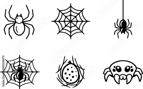 Spider web insect pest infestation icons