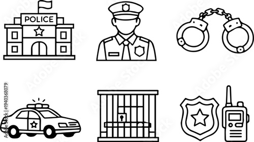 Police law enforcement security icons