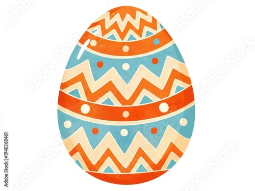 Colorful zigzag patterned egg illustration for festive springtime decorations