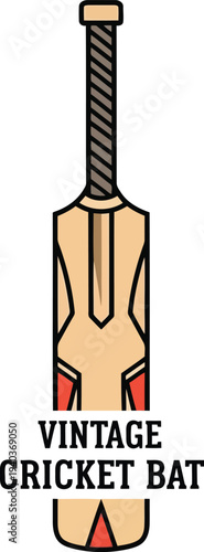 Vintage Cricket Bat Illustration Isolated on White Background for Sports Design and Collectibles