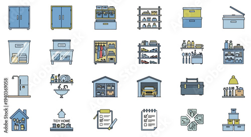 Home Organization and Storage Icons Collection