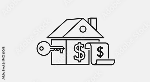Real Estate Transaction with Key and Dollar Signs Icon