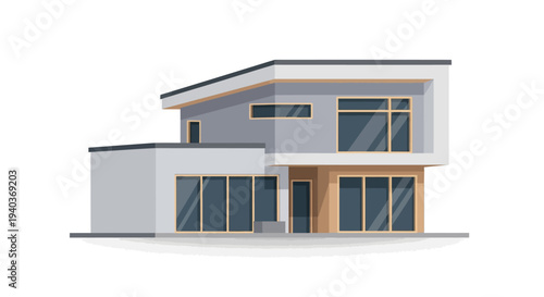 Modern house design illustration with contemporary architecture.
