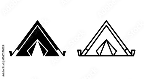 Minimalist Triangular Tent Icon Set for Outdoor Camping Graphics