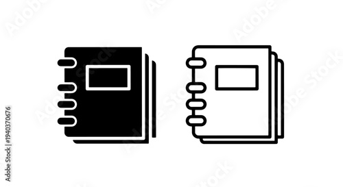 Spiral Notebook Icon Set for Office and Education UI Elements