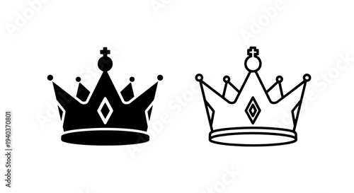Ornate Royal Crown with Cross Icon - King Queen Power Symbol