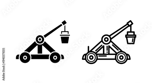 Simple Catapult Icon for Strategy, Warfare, and Historical Concepts