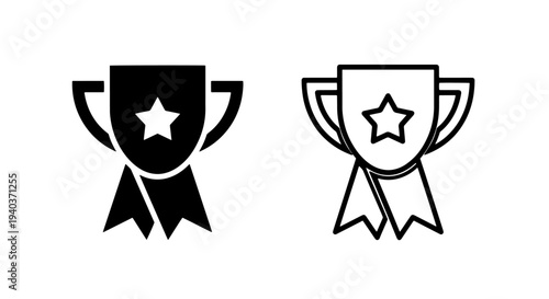 Award Ribbon with Star Icon for Recognition and Quality