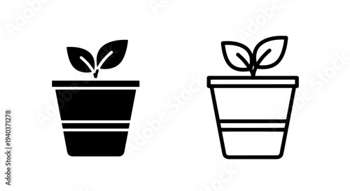 Potted Plant Icon for Houseplant and Growing Concepts