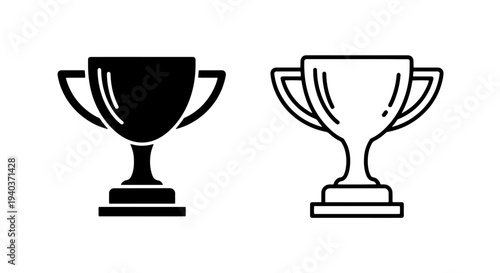 Winner Trophy Cup Icon with Base - Success and Achievement Symbol