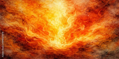An intense burning fire background featuring vibrant orange flames and red hot energy with a grunge texture and smoke clouds creating a dramatic inferno pattern for an artistic wallpaper design