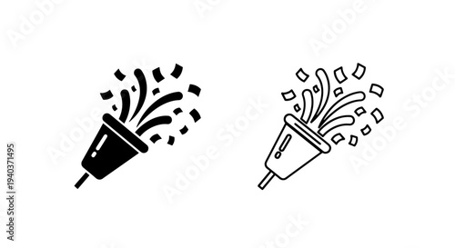 Party Popper Confetti Icon for Festive Event Designs and Graphics