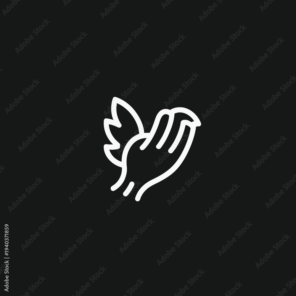 Obraz premium Abstract hand holding bird illustration on black background for design