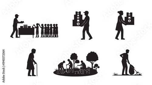 Set of 6 gardening and landscaping icons vector