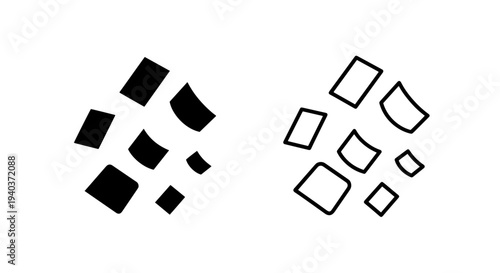 Scattered square confetti icons set for festive event and party decoration