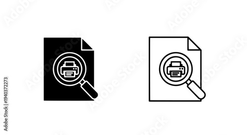 Search printer and document preview icons for office equipment auditing