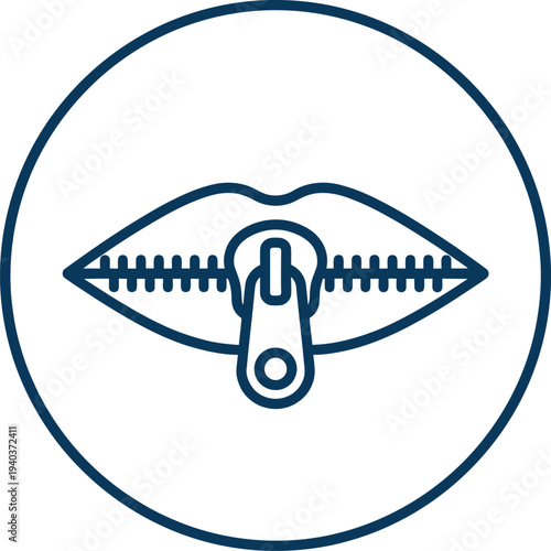 Zipped lips symbol. Sealed mouth line icon