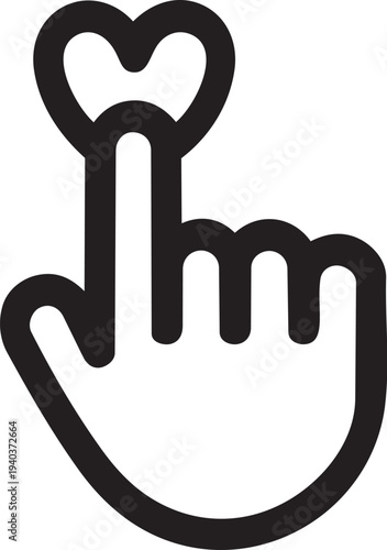 Three hands with index finger pointing to heart icons symbolizing selection love or agreement