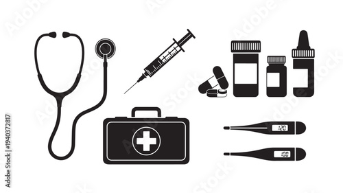 Set of 6 medical icons vector
