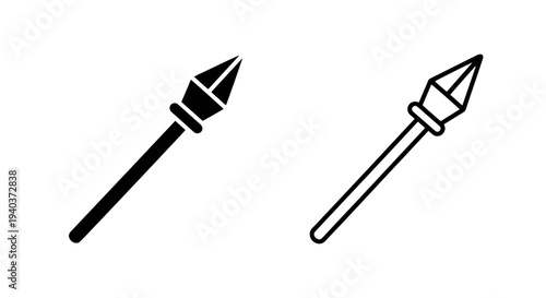 Ancient spear weapon icon set for tribal hunting and battle designs