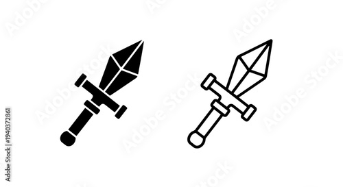 Medieval knight sword blade icon for gaming and combat design elements
