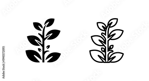Young growing plant sprout icon for agriculture and environmental development