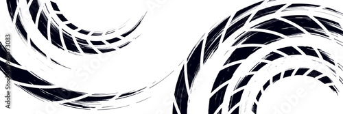 Grunge tire track, wheel braking marks. Truck, car or motorcycle tread pattern silhouette. Auto race,