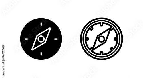 Minimalist Compass Direction Icons for Web and Mobile Design