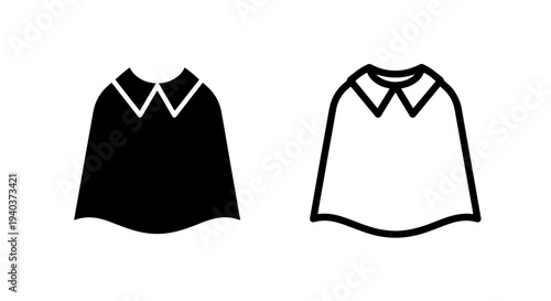 Cape or Poncho Clothing Icons for Fashion Design
