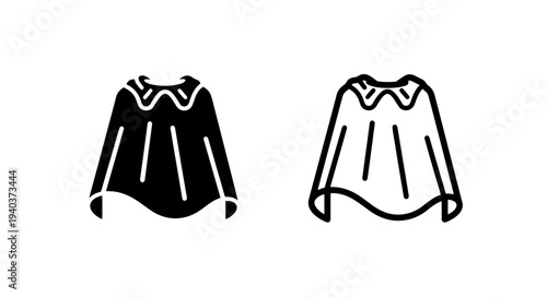 Draped Cape Cloak Icons for Apparel Branding