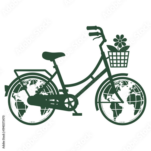 Eco friendly bicycle with a basket of flowers