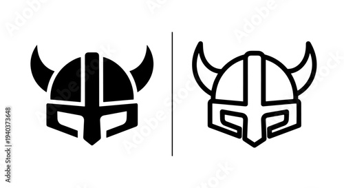 Viking helmet icon set warrior headgear with horns