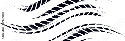 Tire tread marks, wheel textures, tire marks - car racing, motocross, drift, rally, off-road and others. Vector black isolated texture in grunge style with splashes.eps10