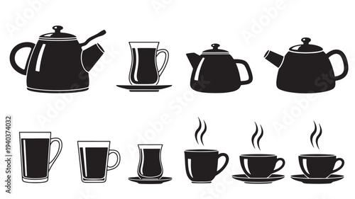 Set of 10 coffee and tea icons vector