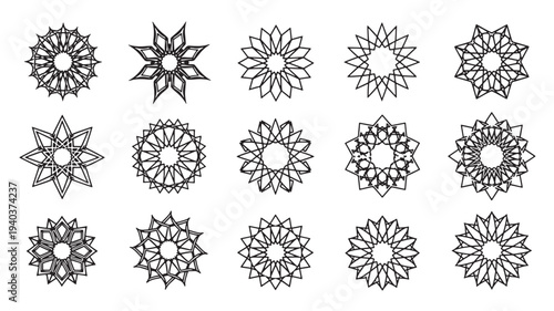 Set of 14 mandala icons vector