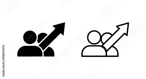 Human Resource Growth Icon Showing Team Success and Upward Arrow
