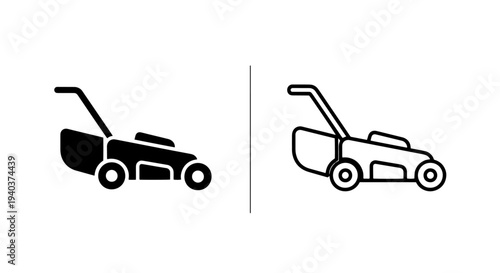 Grass lawn mower icon for residential maintenance