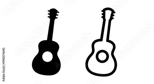 Musical Acoustic Guitar Symbols for Web Design and App Interfaces