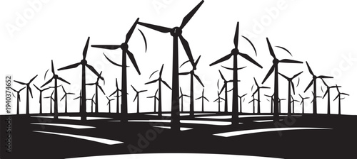 Wind turbines generating clean energy in a rural landscape