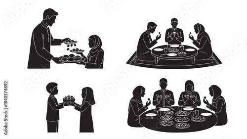 Set of 4 restaurant service icons vector