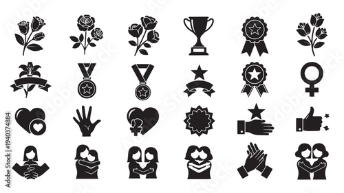 Set of 20 universal symbols and awards vector icons