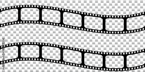 Film strip background with retro photo and cinema frames. Movie reel or video strip roll design. Vector illustration for media, film, and photography projects.eps10