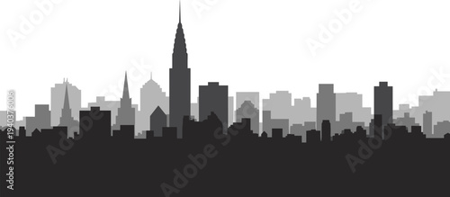 New York City Skyline Silhouette Featuring the Iconic Empire State Building and Manhattan Skyscrapers for Urban Travel Branding