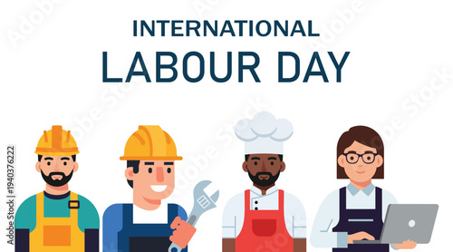 International labour day celebration with diverse workers