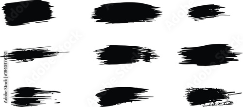 Collection of black brush strokes on white background