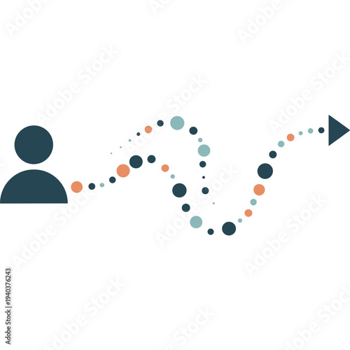 Journey of a Individual: A visual representation of a person's path, marked by dots and an arrow, representing direction, progress, and the individual's journey.