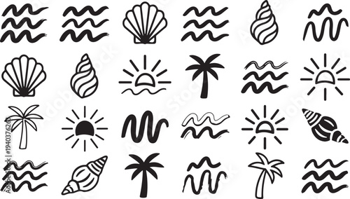 Beach icons and symbols
