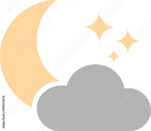 Moon Stars Night Sky Cloud Weather Illustration