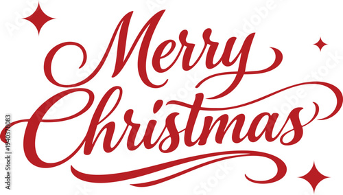 Merry Christmas Red Festive Lettering Decoration