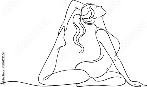 Woman Sitting Yoga Meditation Mindfulness Outline